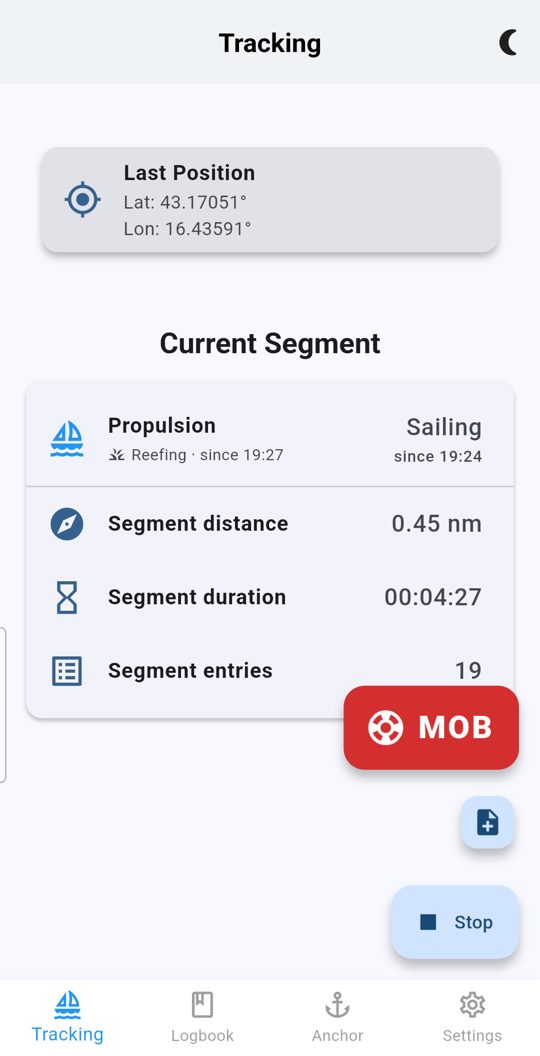 The tracking screen